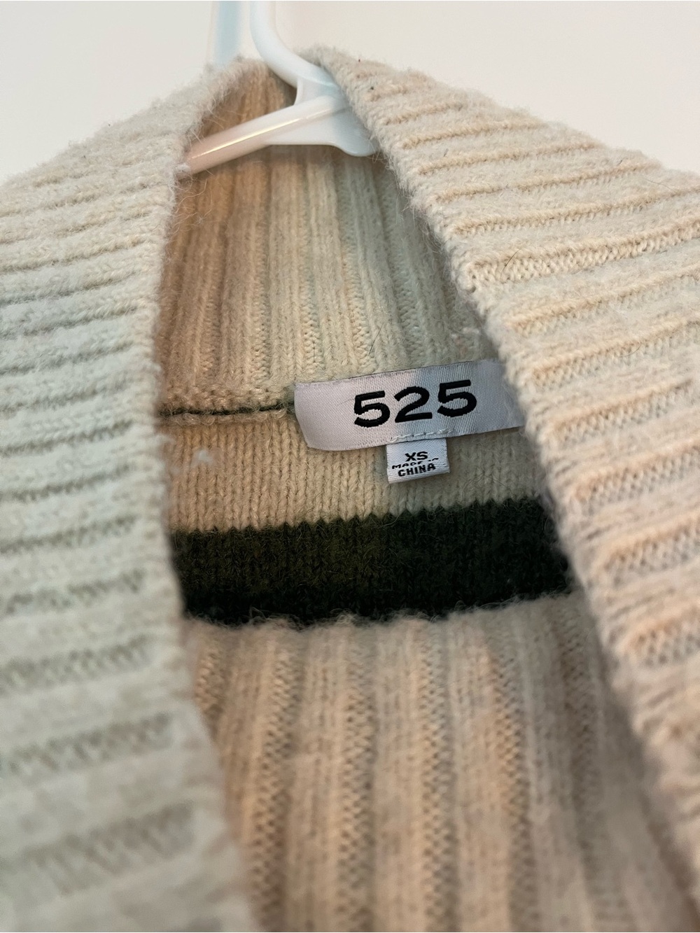 525 Turtleneck Plaid Knit Sweater in Cream, Green & Purple - Picture 3 of 3